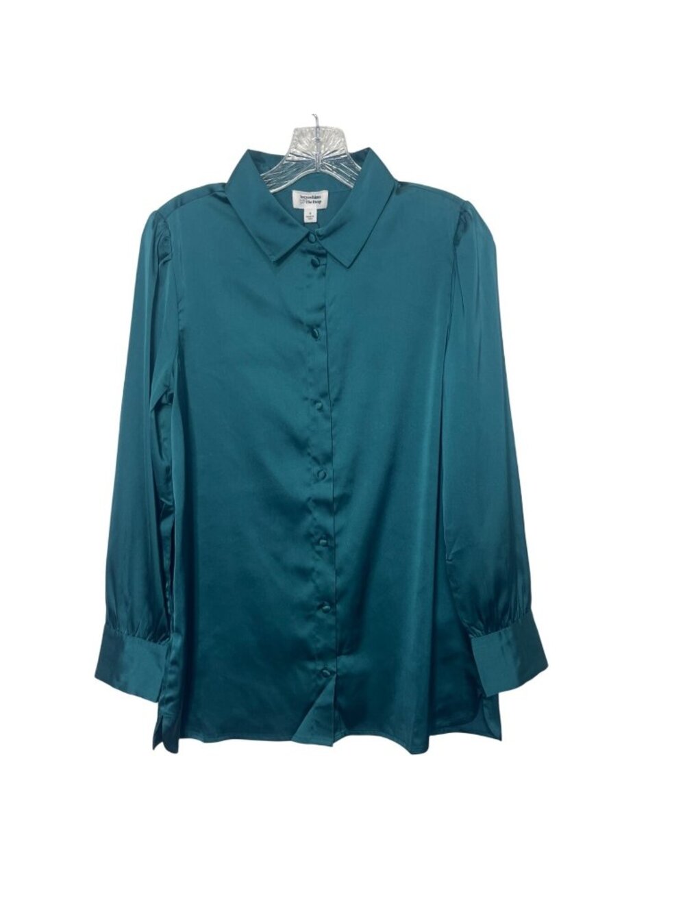Lucyswhims Button Front Shirt Womens Small Pacific Teal New Silky